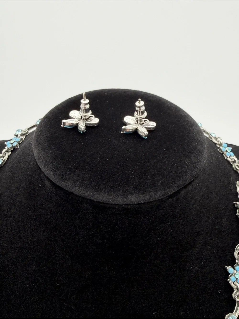 Vintage Silver Tone Butterfly Necklace & Earring Set